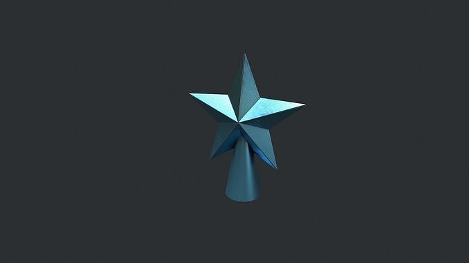 Blue  Star Christmas Tree Topper Low-poly 3D model