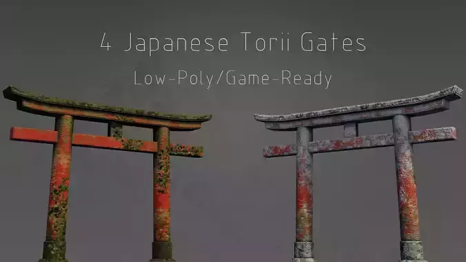 Torii Gates - 4 Japanese Shrine Gates - 4 GameReady Versions
