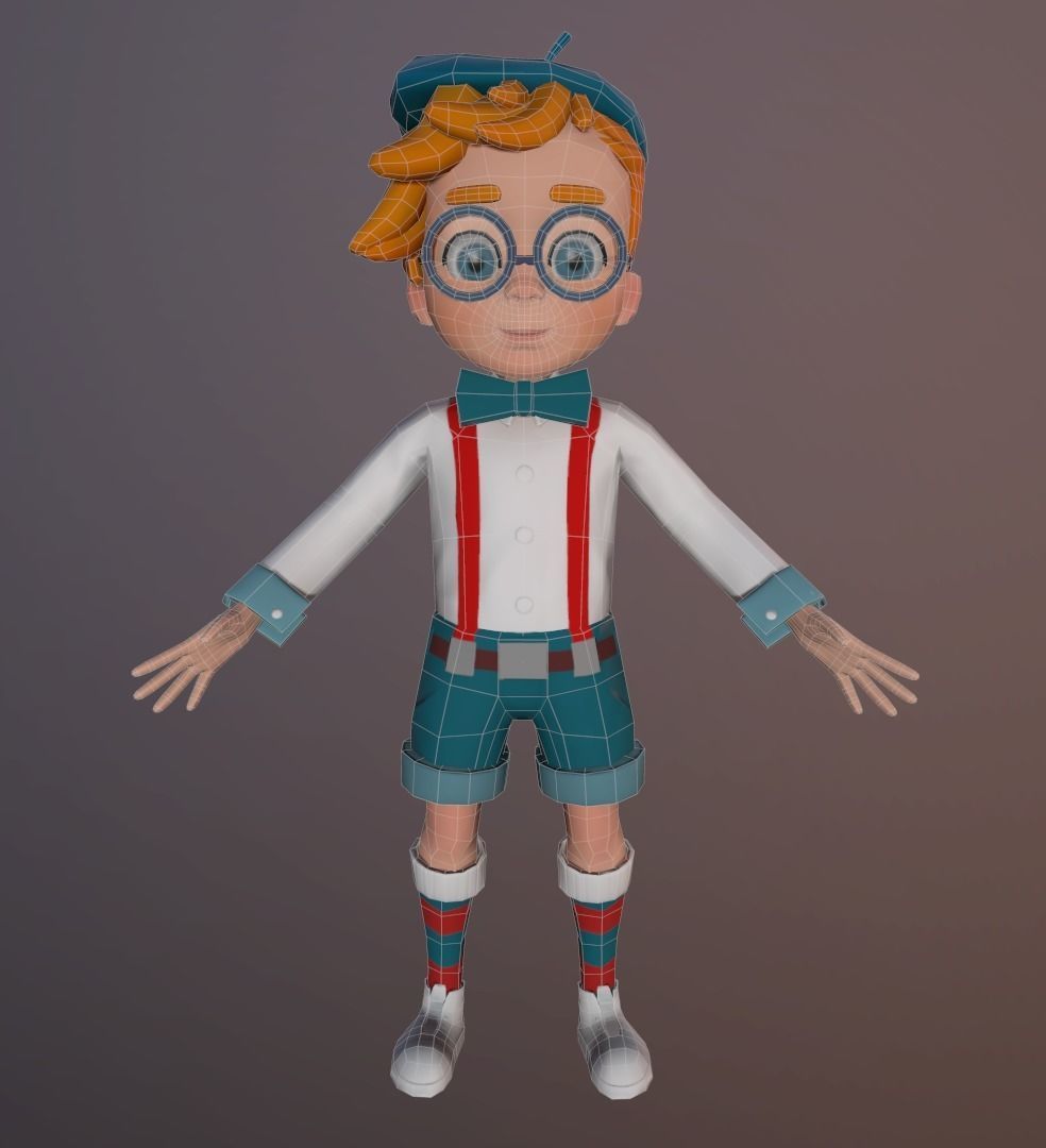 Simple cartoon 3D boy Low-poly 3D model_4