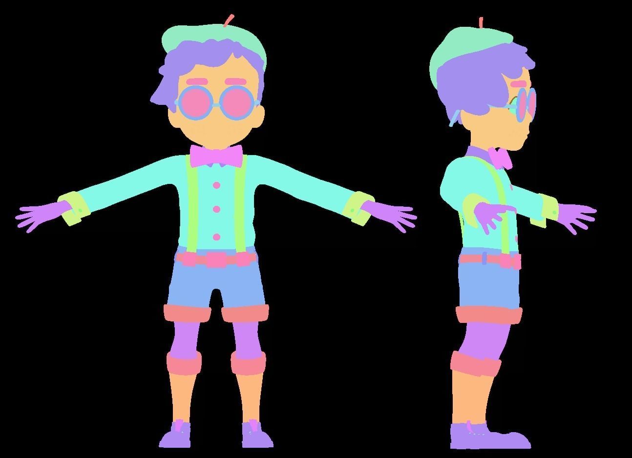 Simple cartoon 3D boy Low-poly 3D model_10