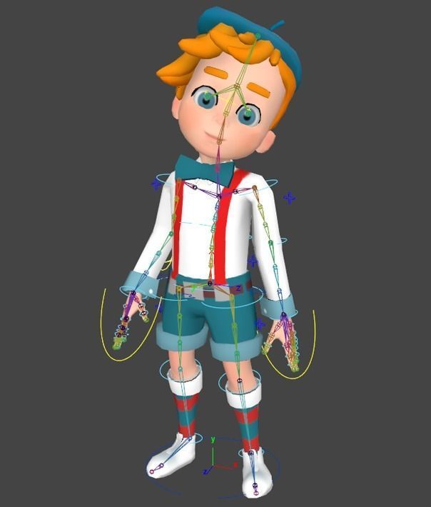 Simple cartoon 3D boy Low-poly 3D model_13