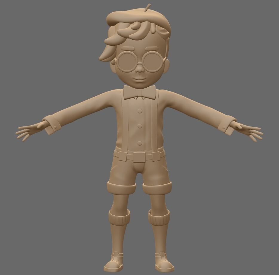 Simple cartoon 3D boy Low-poly 3D model_5