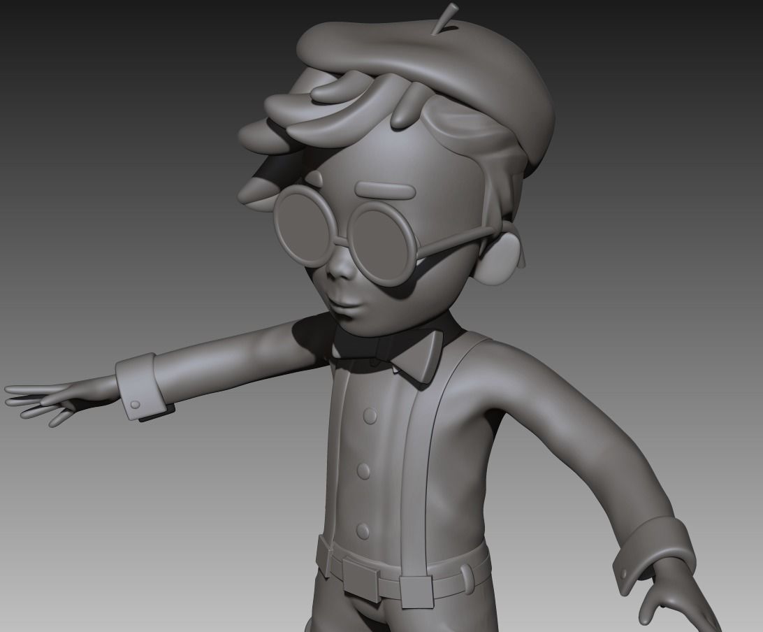 Simple cartoon 3D boy Low-poly 3D model_7