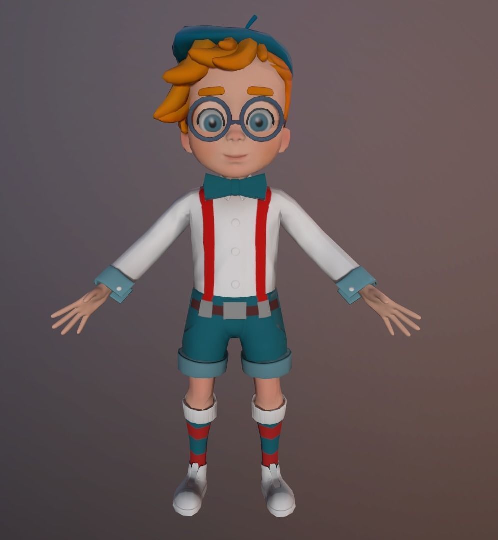 Simple cartoon 3D boy Low-poly 3D model_3