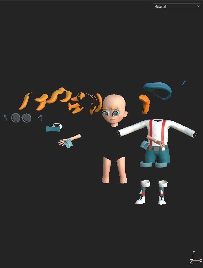 Simple cartoon 3D boy Low-poly 3D model_15