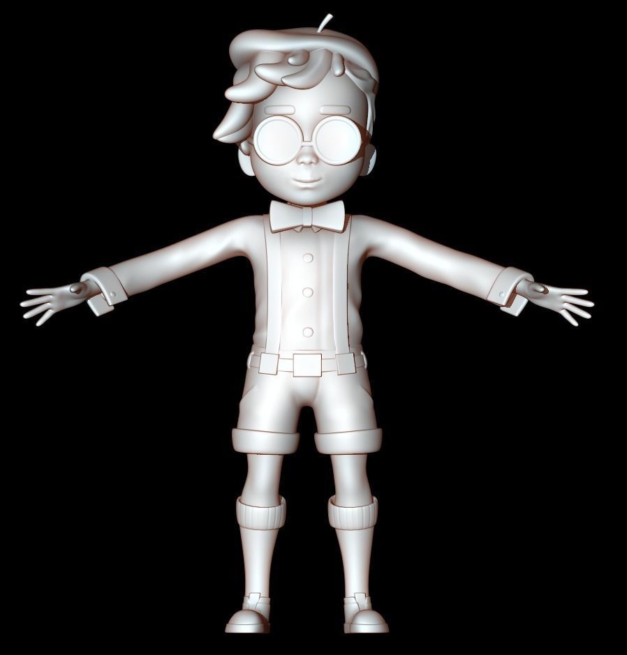 Simple cartoon 3D boy Low-poly 3D model_6