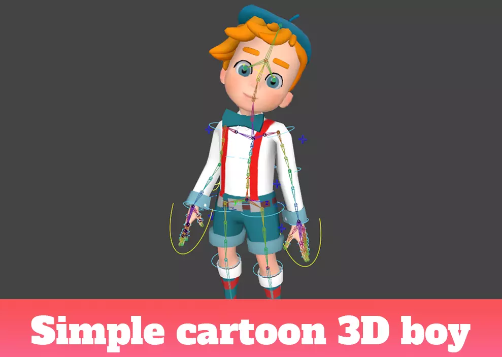 Simple cartoon 3D boy Low-poly 3D model_0