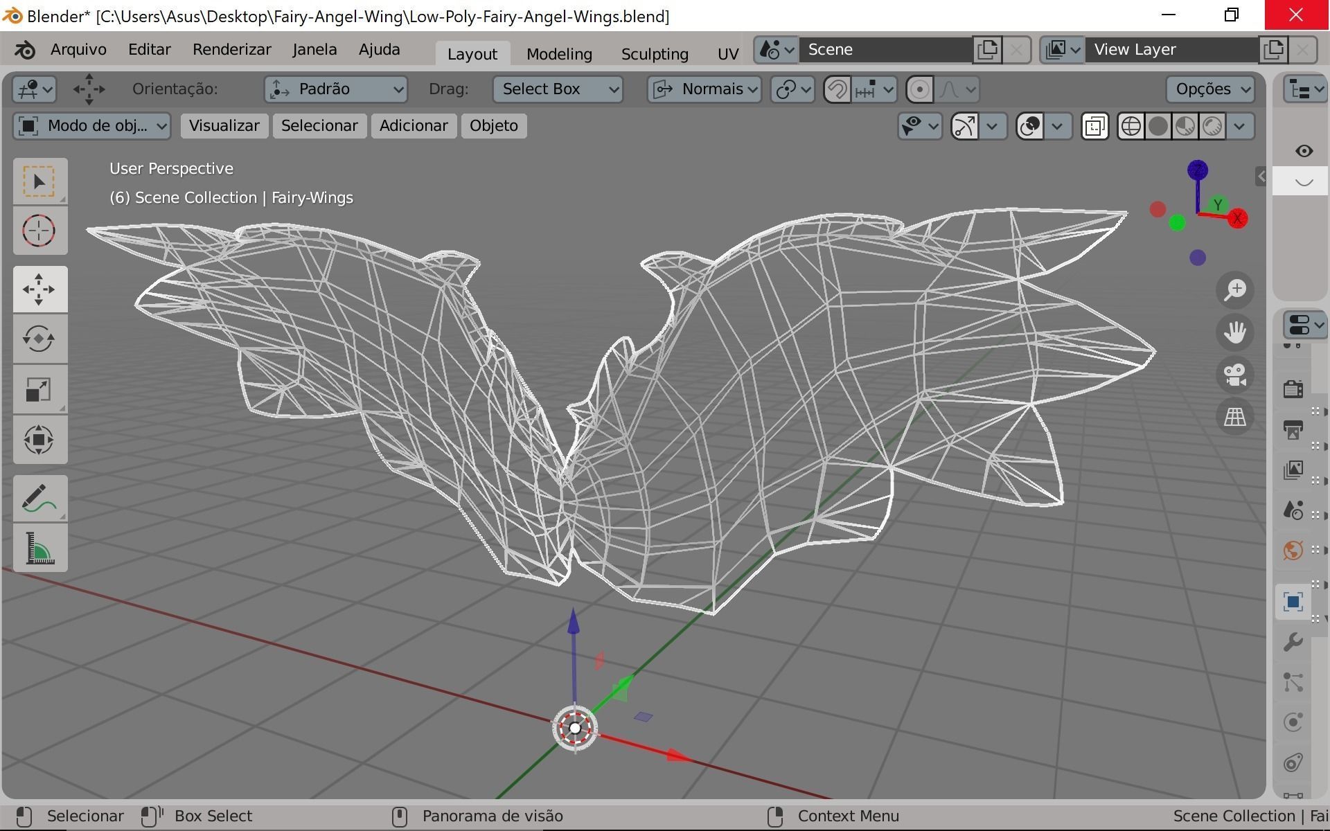 Low-Poly-Ancient-Fairy-Angel-Wings angel wings Low-poly 3D model_11