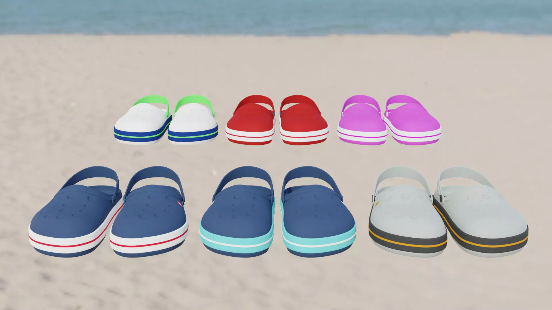 Clogs shoes in sand for sims Low-poly 3D model