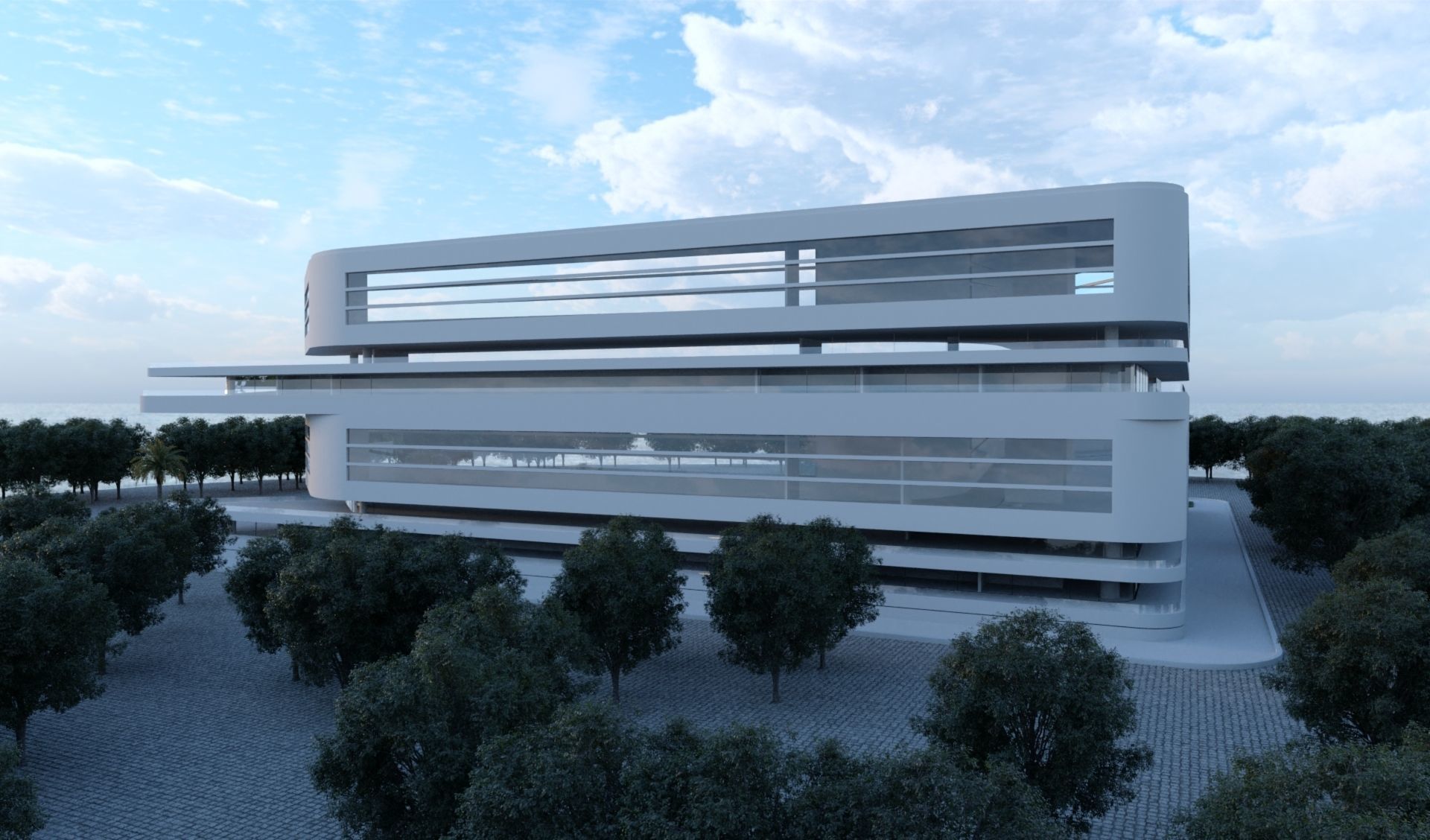 Modern Building V01 3D model_4