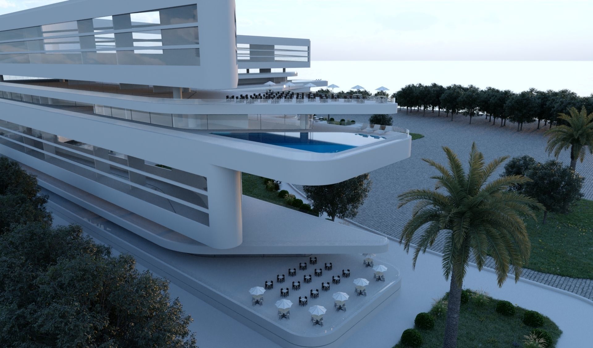 Modern Building V01 3D model_7