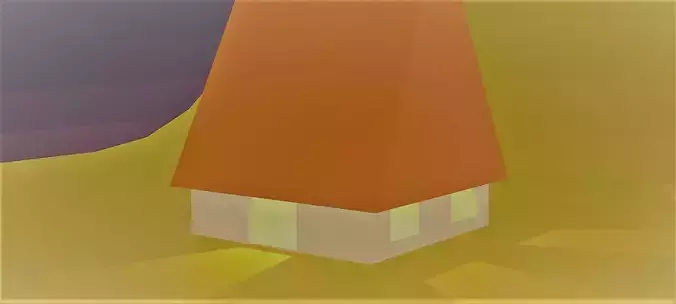 Low Poly House at night