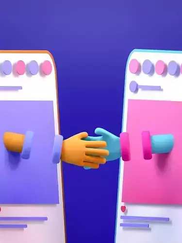 hand shake and instagram feed 