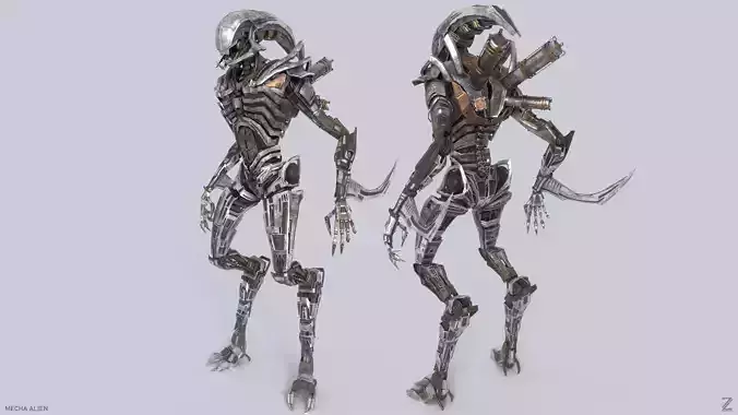 Mecha ALIEN metal alien 3D model