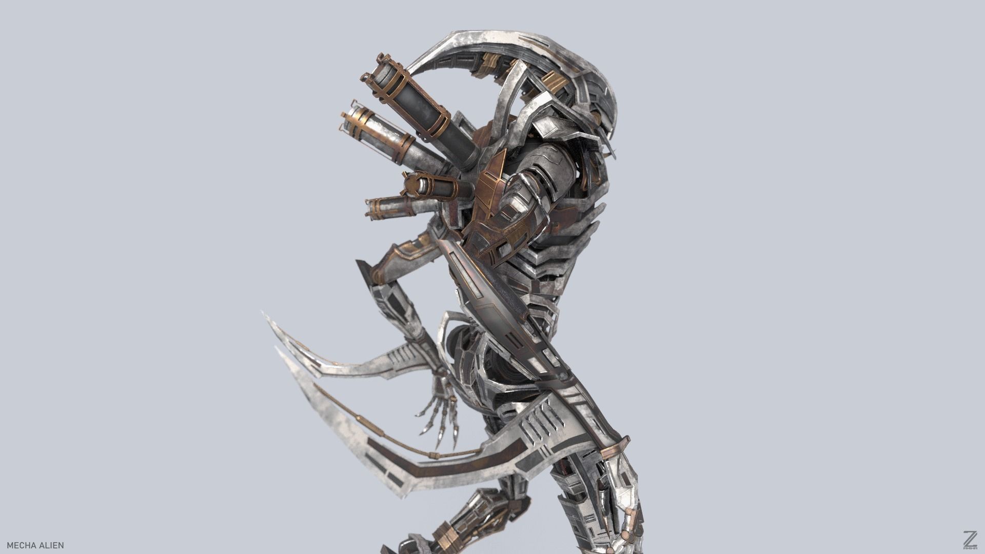 Mecha ALIEN metal alien 3D model_8