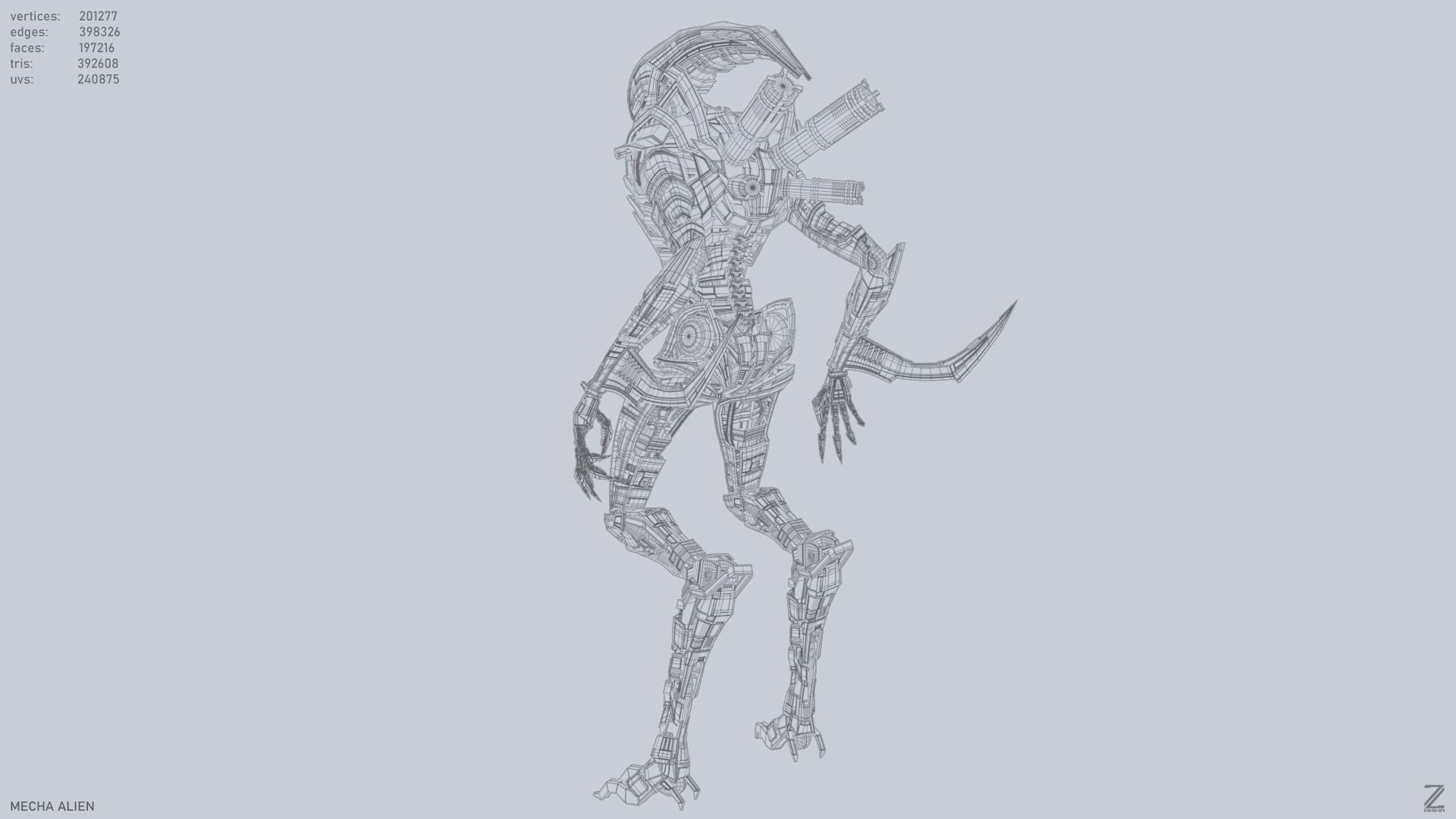 Mecha ALIEN metal alien 3D model_11