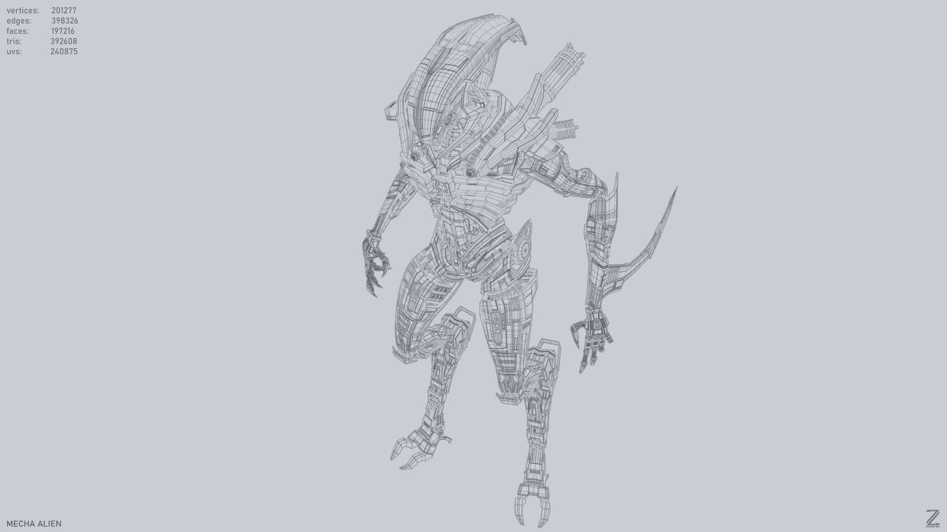 Mecha ALIEN metal alien 3D model_15