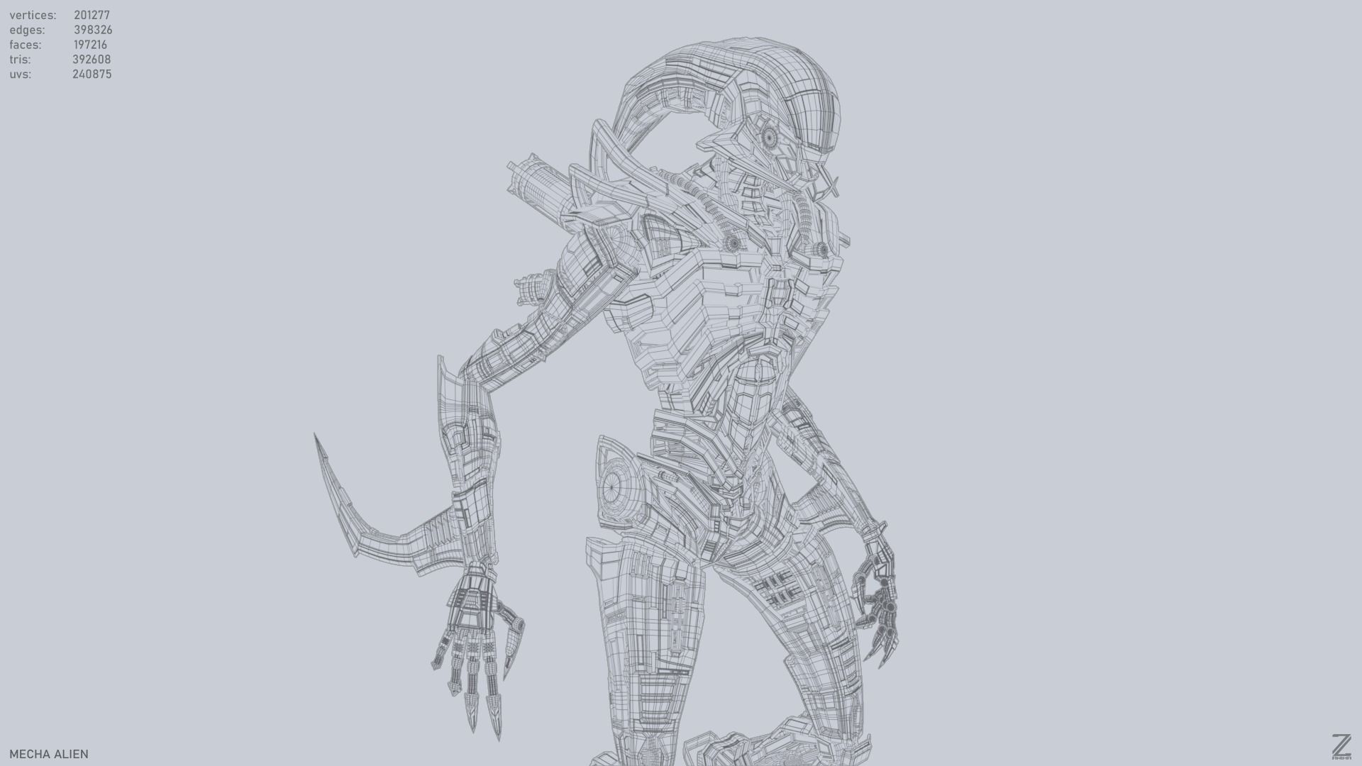 Mecha ALIEN metal alien 3D model_14