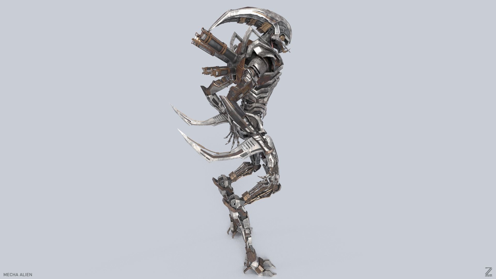 Mecha ALIEN metal alien 3D model_7