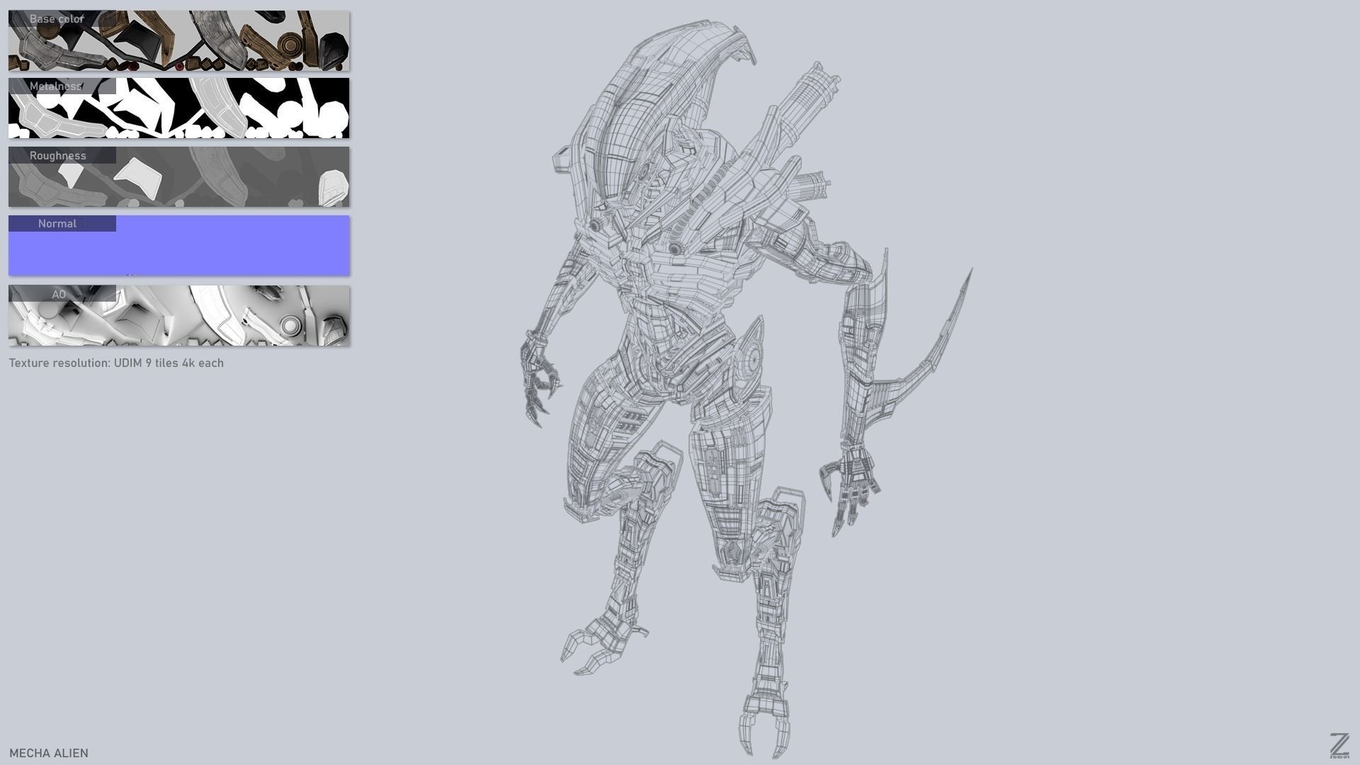 Mecha ALIEN metal alien 3D model_2