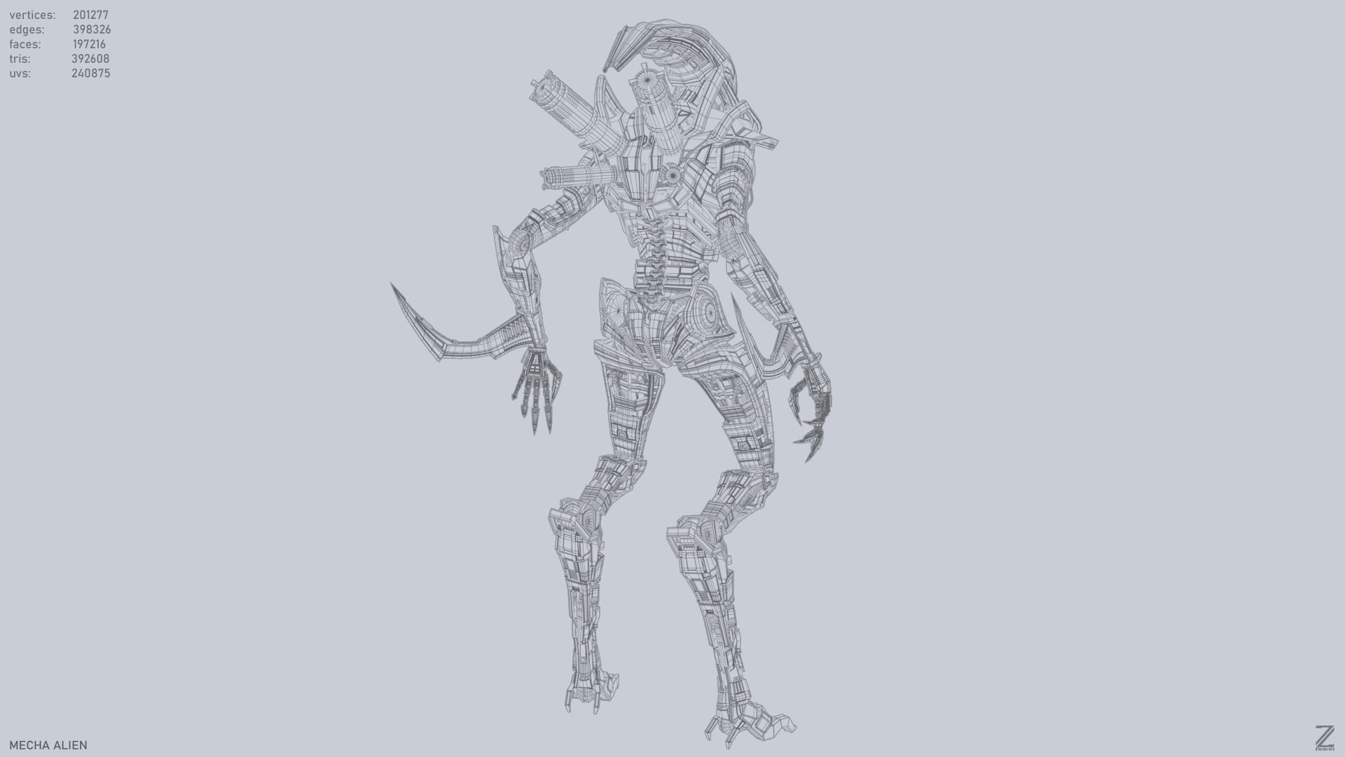Mecha ALIEN metal alien 3D model_12