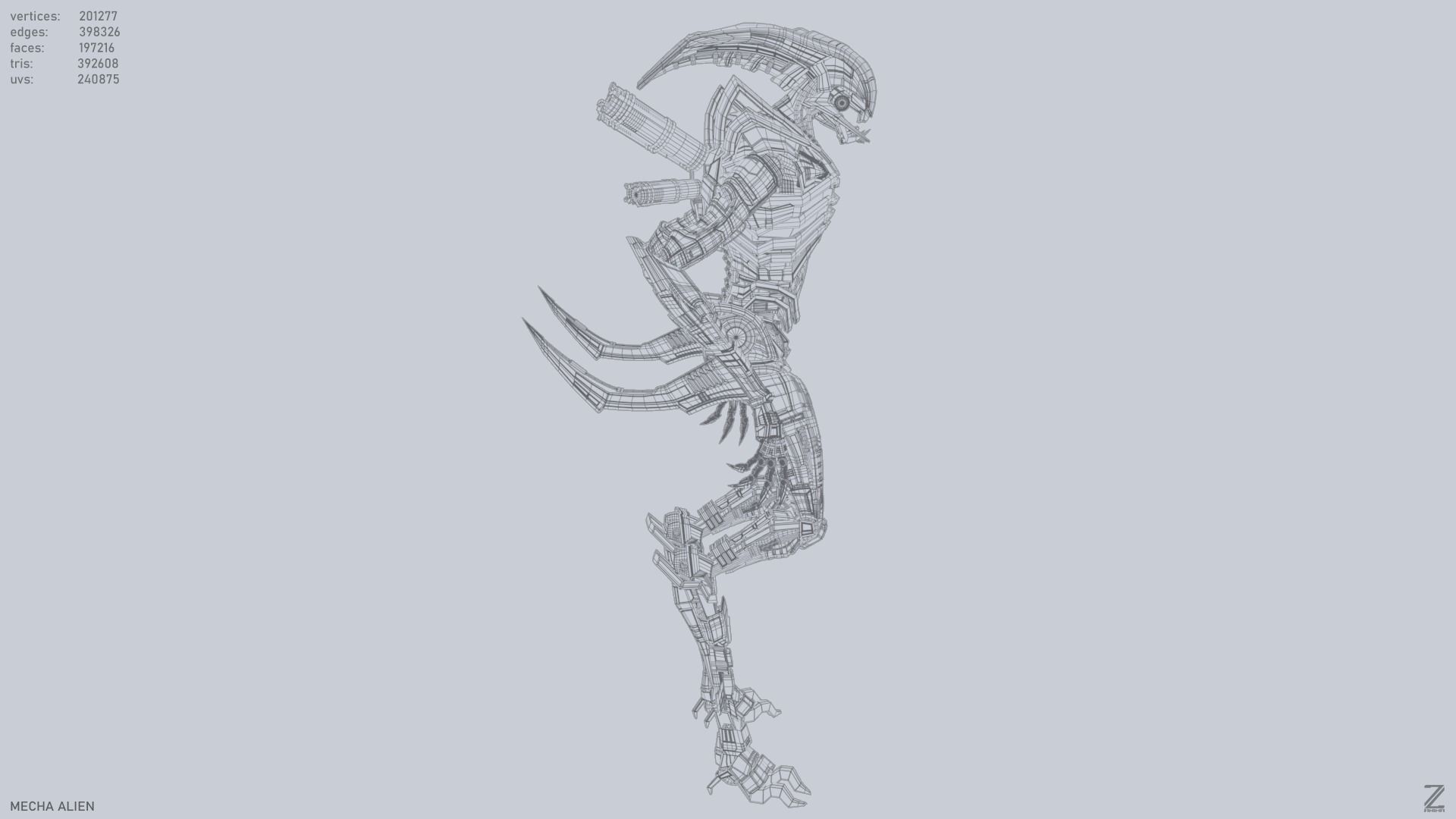 Mecha ALIEN metal alien 3D model_13