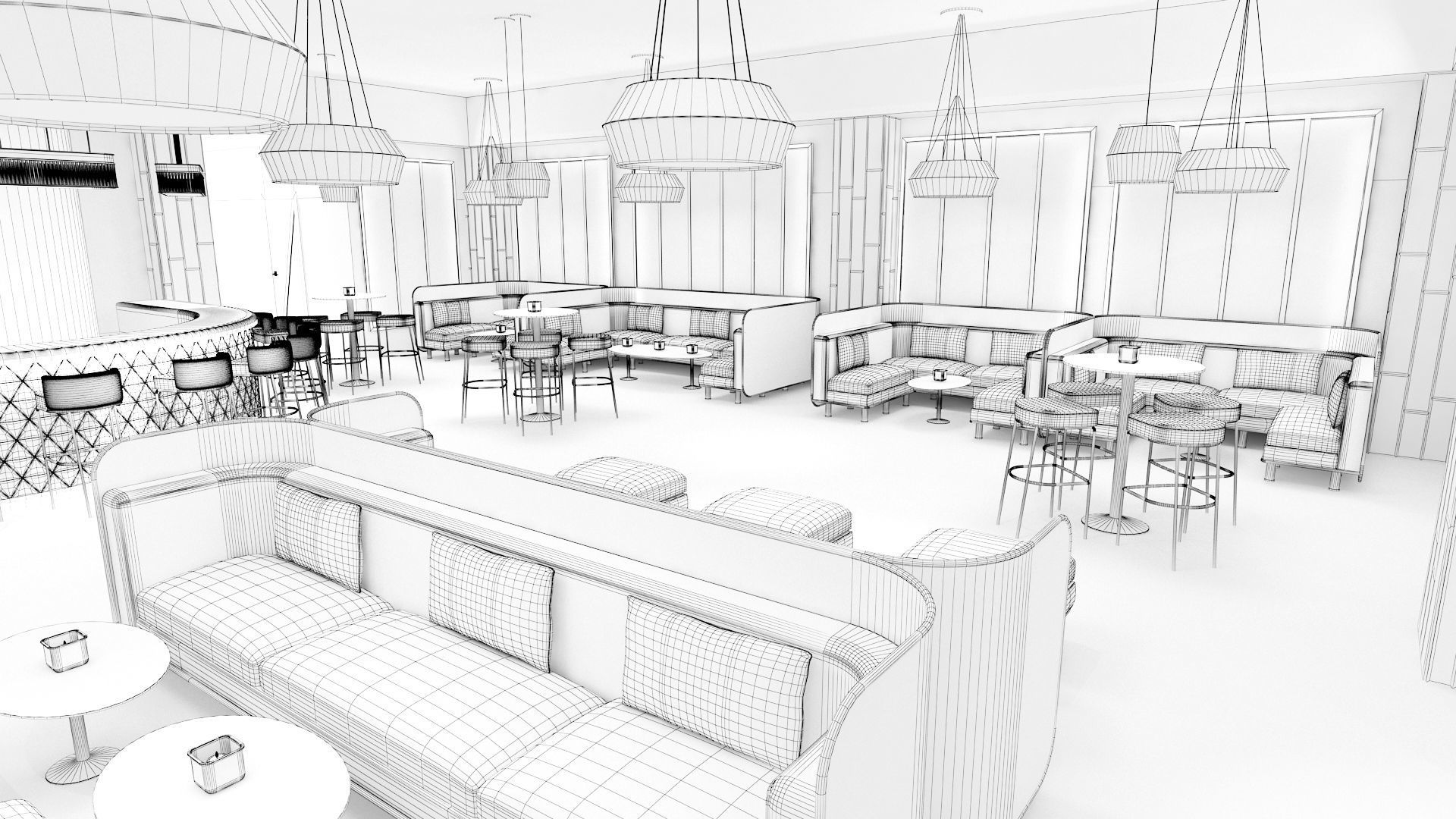 Luxury nightclub bar interior design 3D model_18