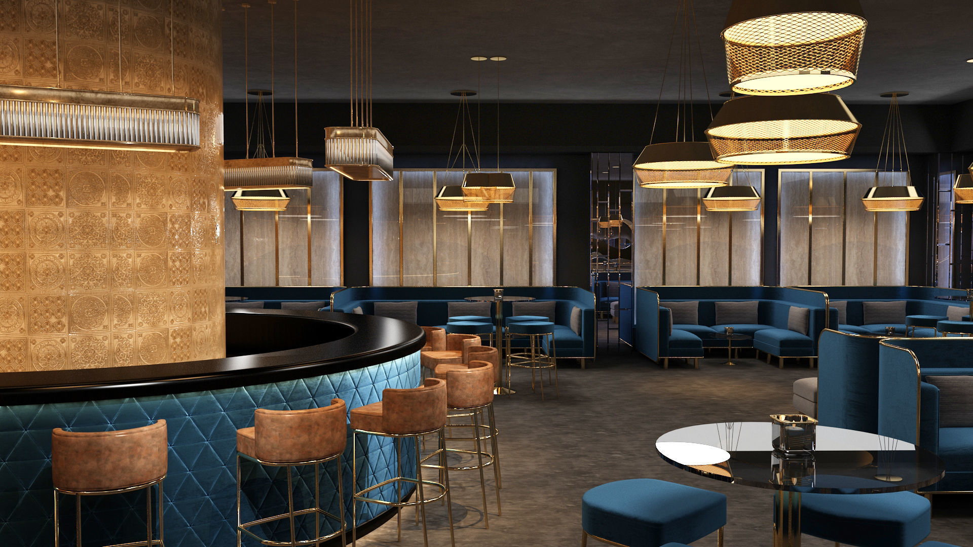 Luxury nightclub bar interior design 3D model_9