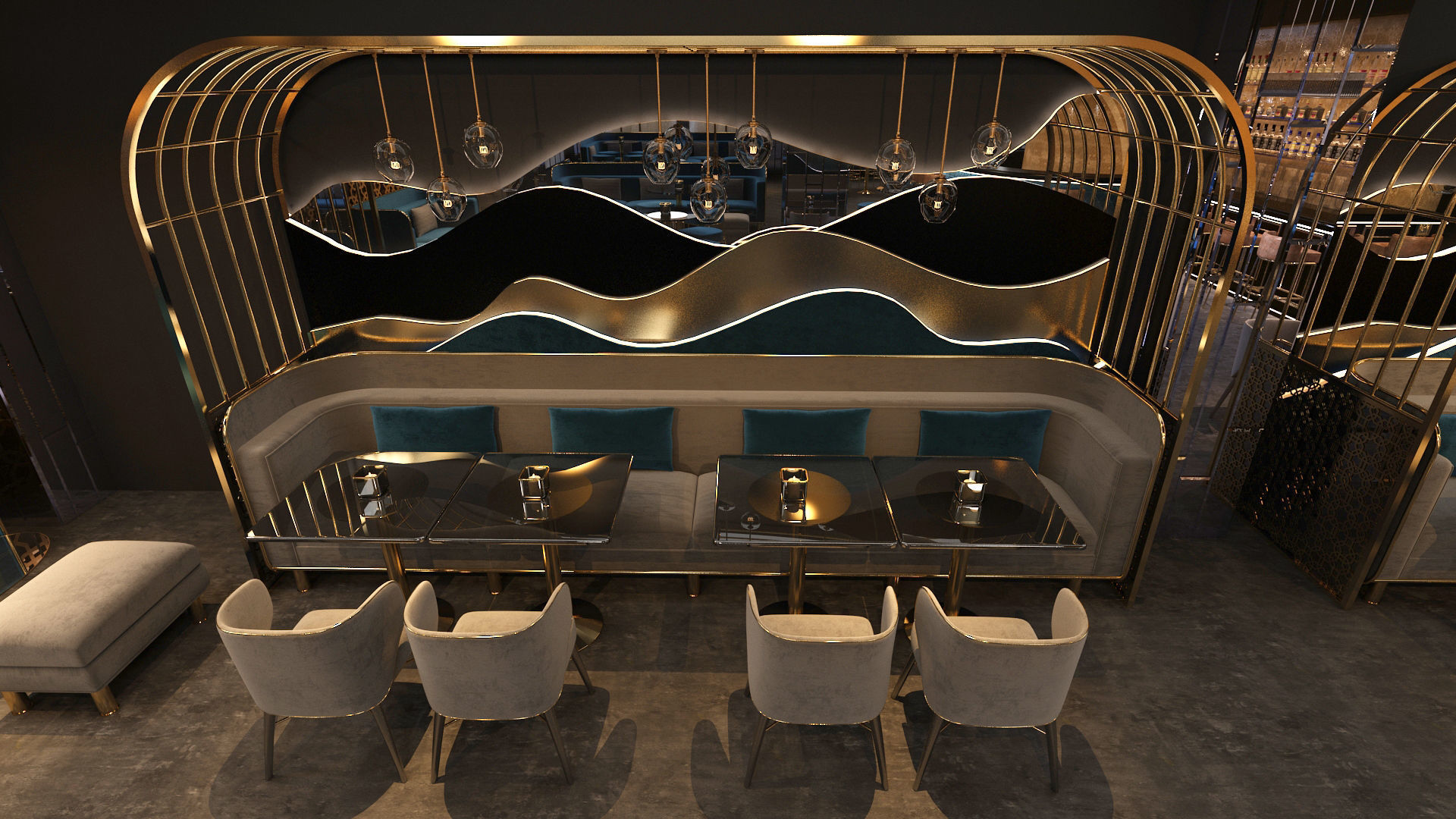 Luxury nightclub bar interior design 3D model_15