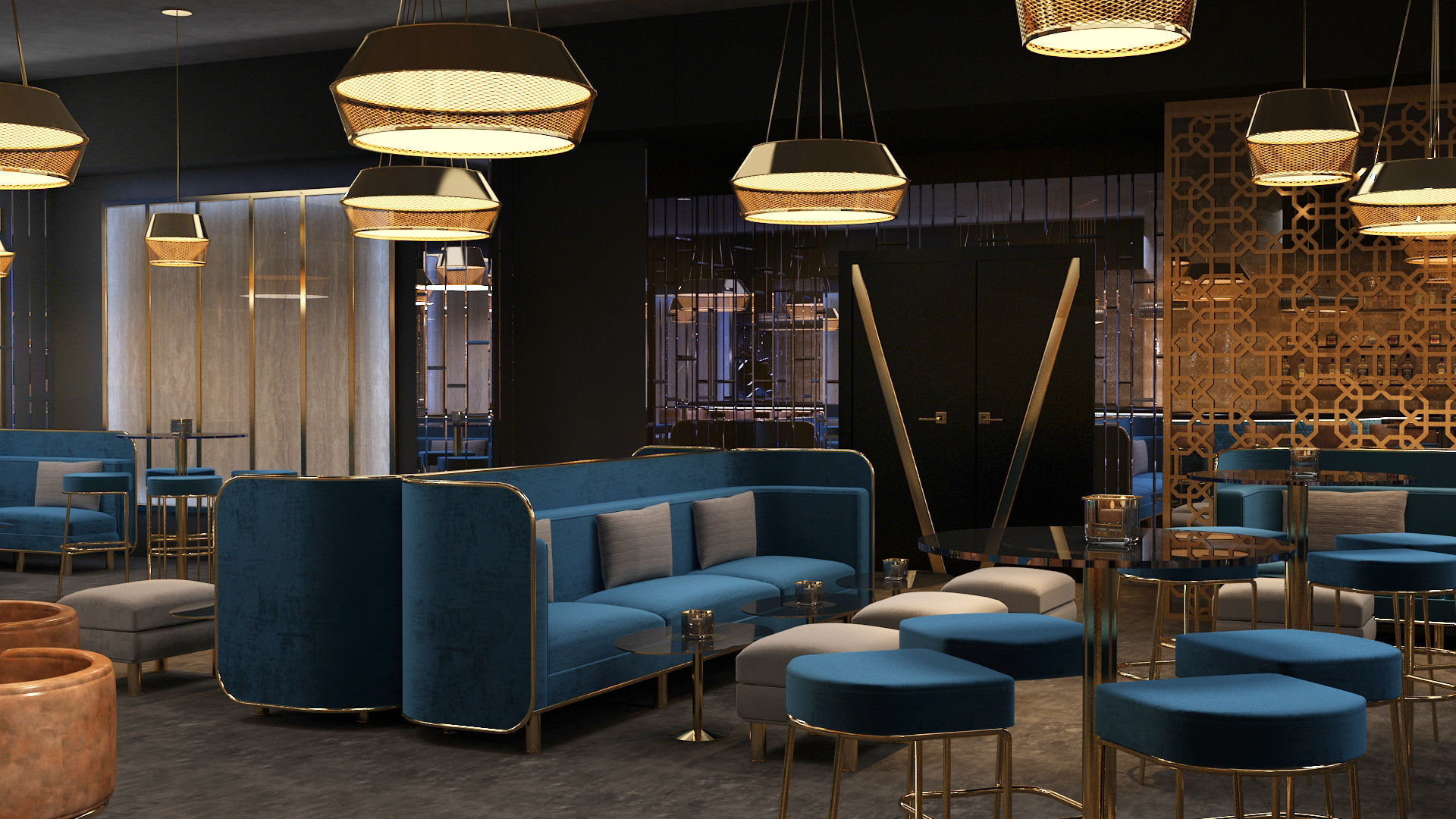 Luxury nightclub bar interior design 3D model_12