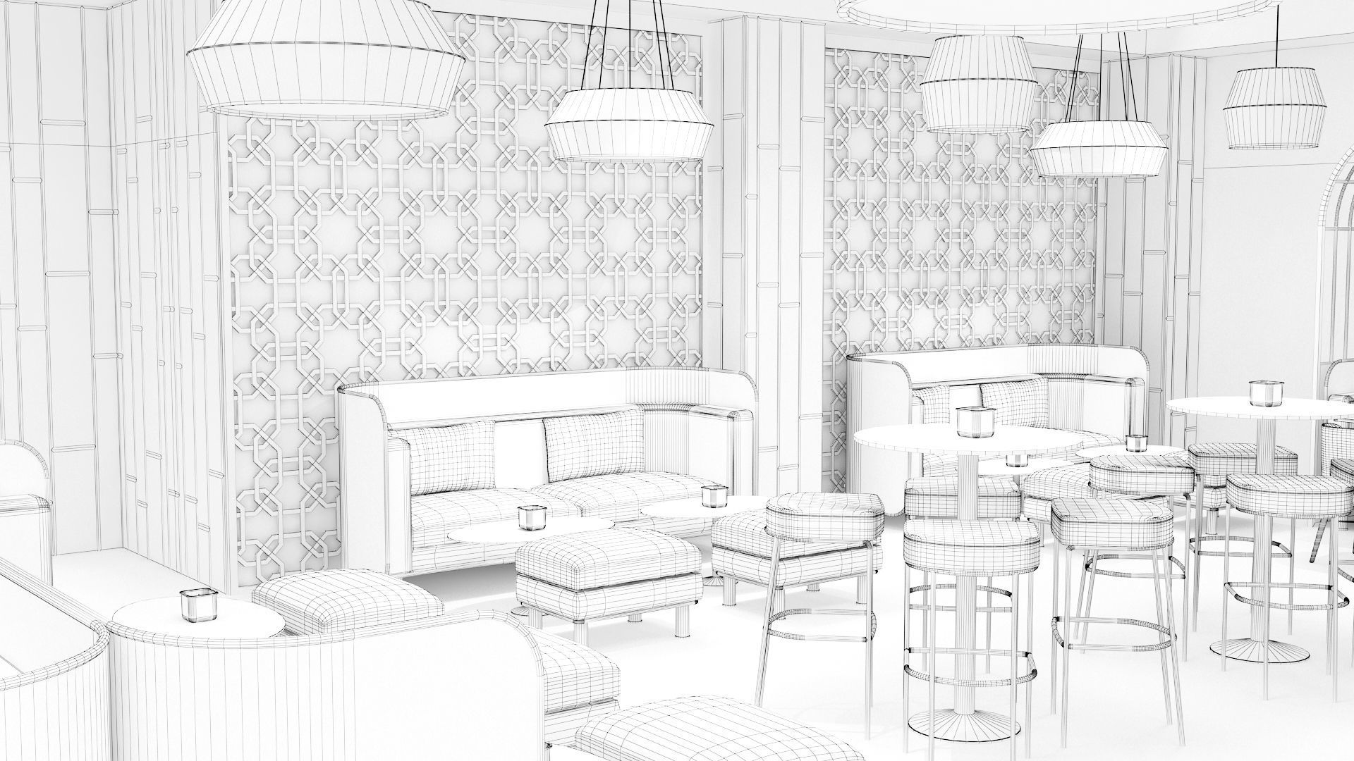 Luxury nightclub bar interior design 3D model_22