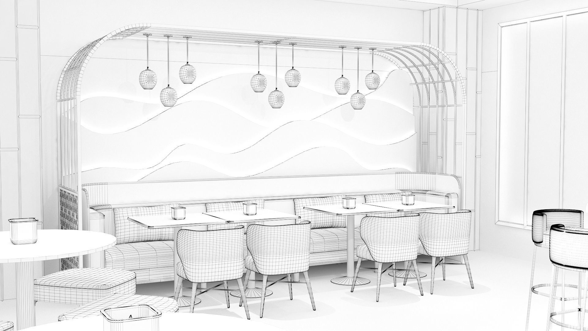 Luxury nightclub bar interior design 3D model_21