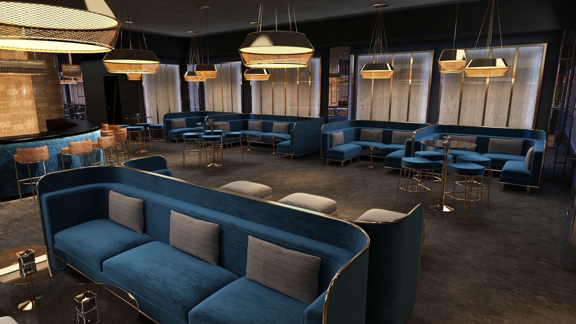 Luxury nightclub bar interior design 3D model_7
