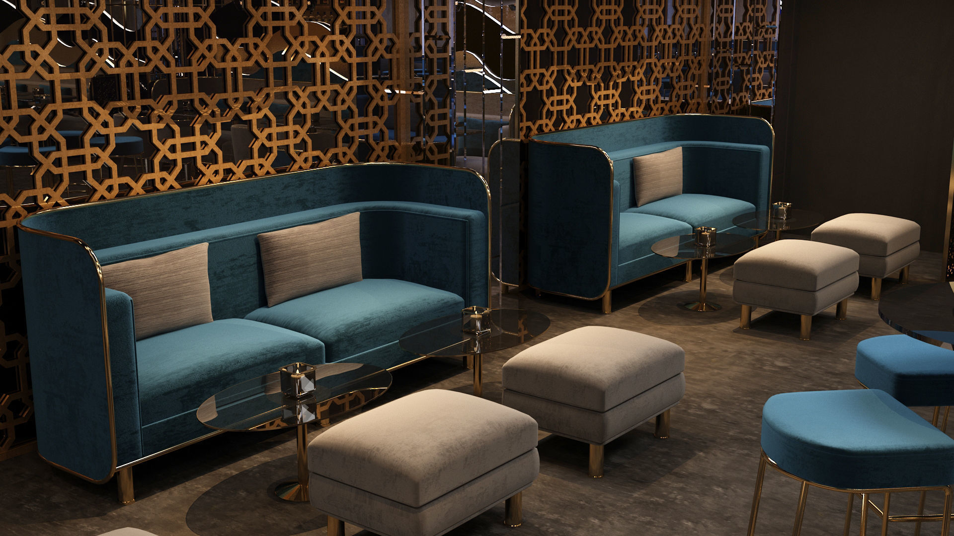 Luxury nightclub bar interior design 3D model_17