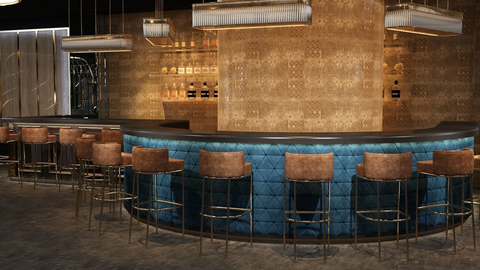 Luxury nightclub bar interior design 3D model_1