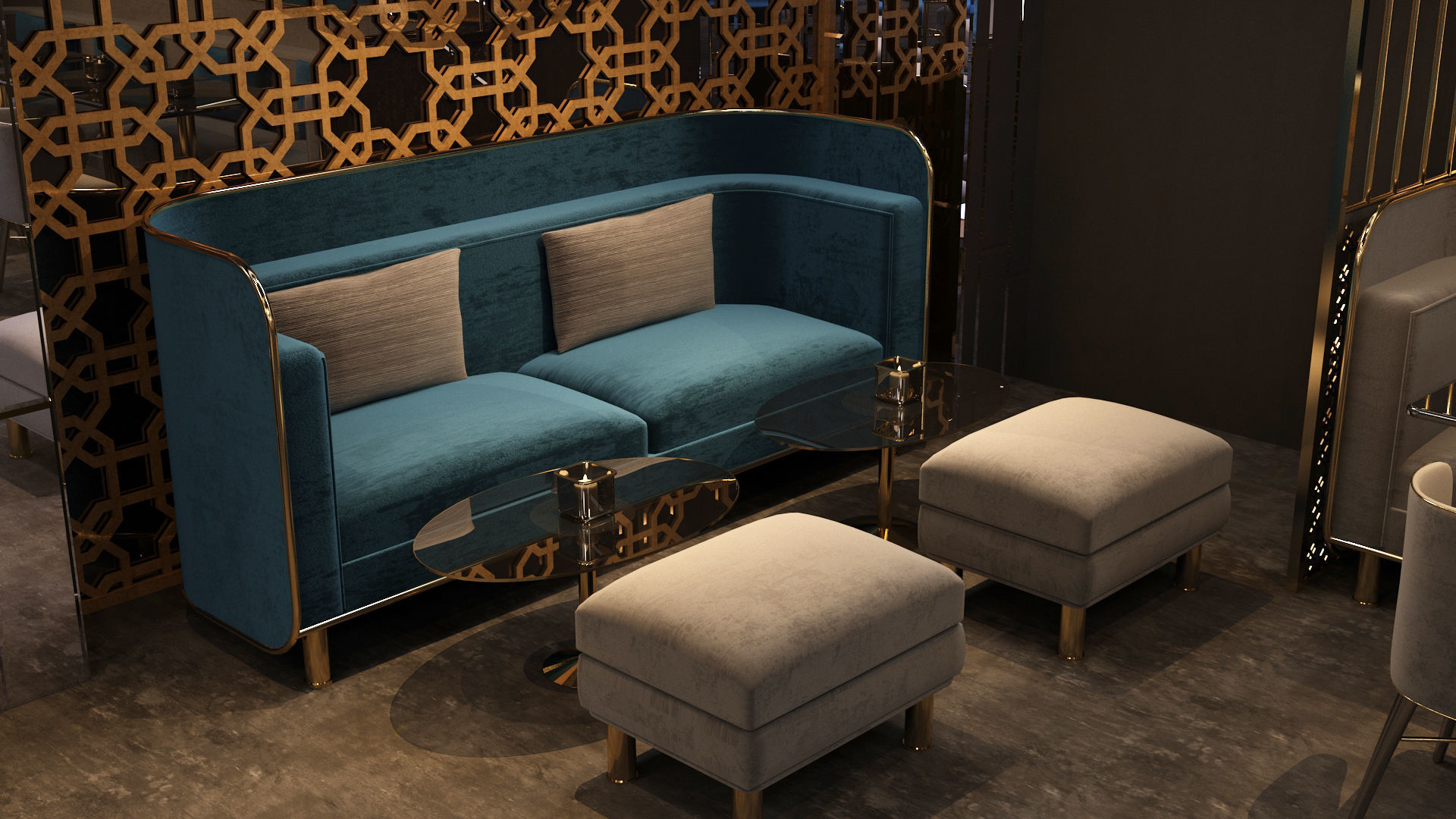 Luxury nightclub bar interior design 3D model_16