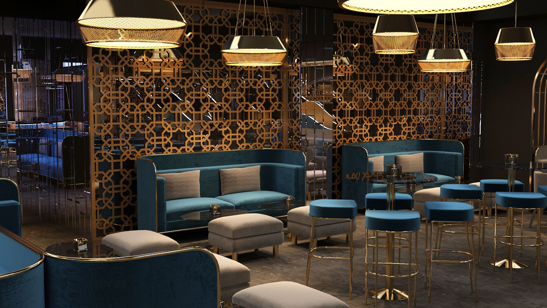 Luxury nightclub bar interior design 3D model_8