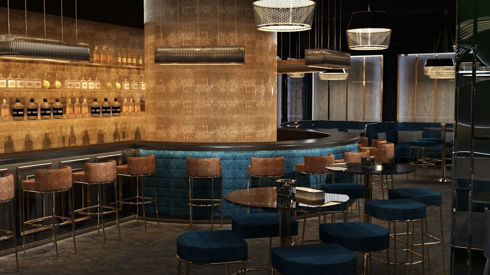 Luxury nightclub bar interior design 3D model_2