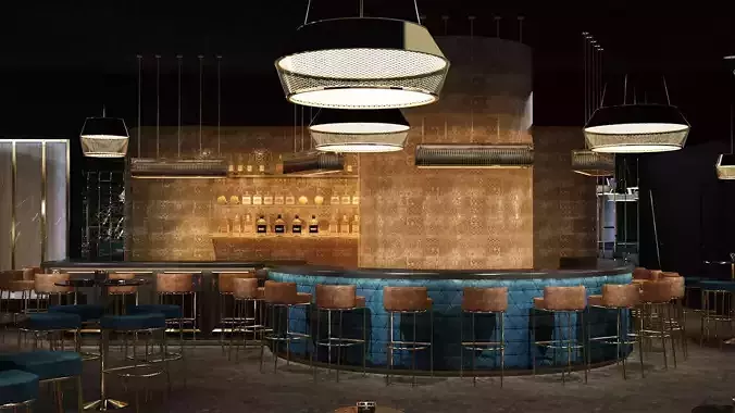 Luxury nightclub bar interior design 3D model