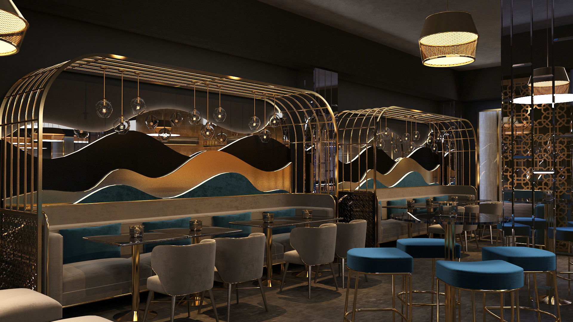 Luxury nightclub bar interior design 3D model_14