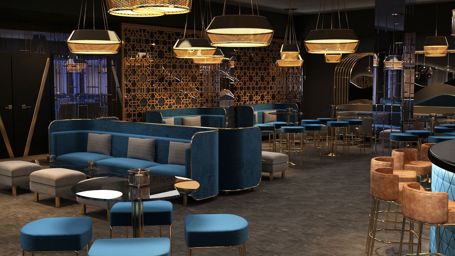 Luxury nightclub bar interior design 3D model_6