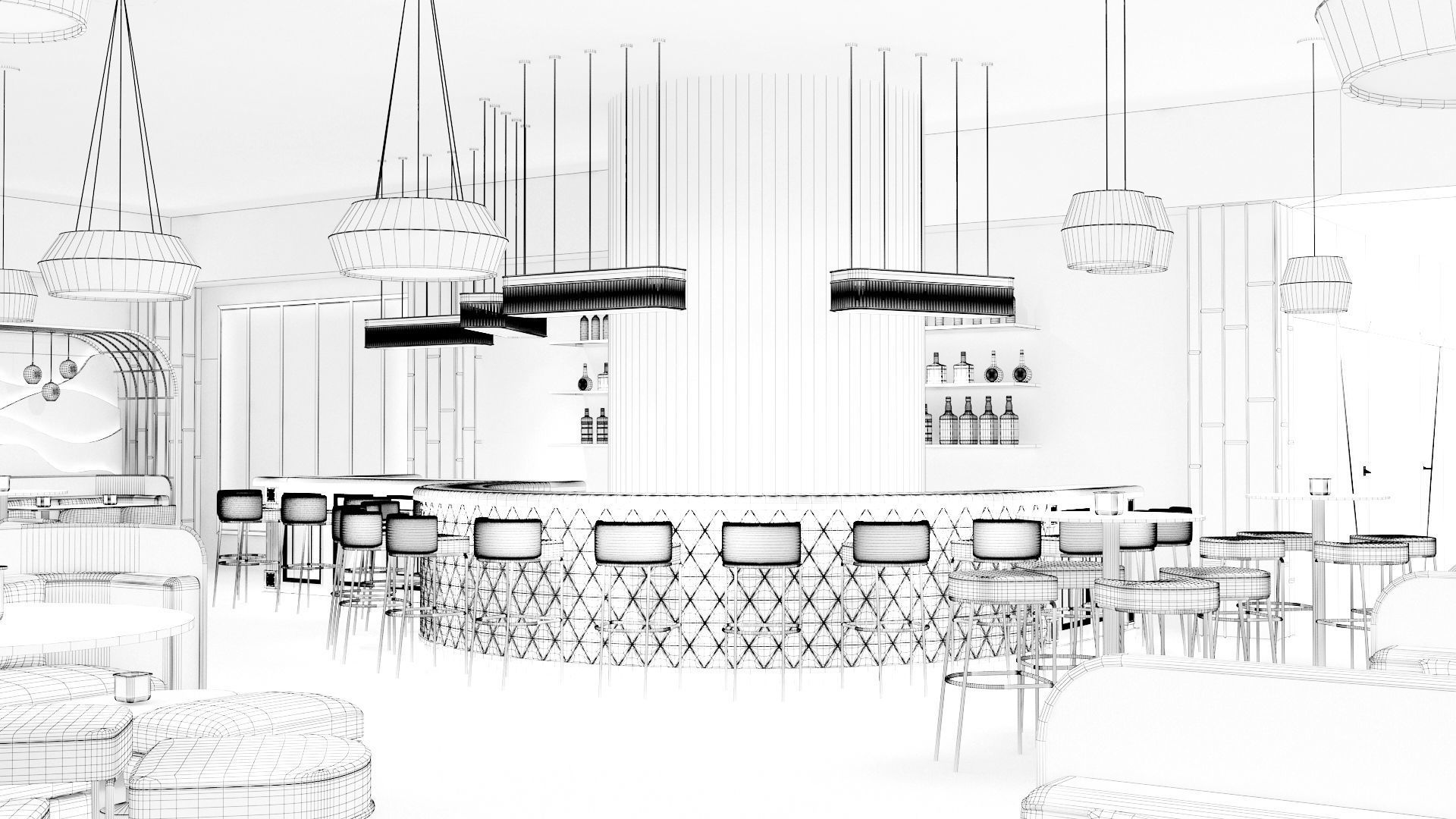 Luxury nightclub bar interior design 3D model_20