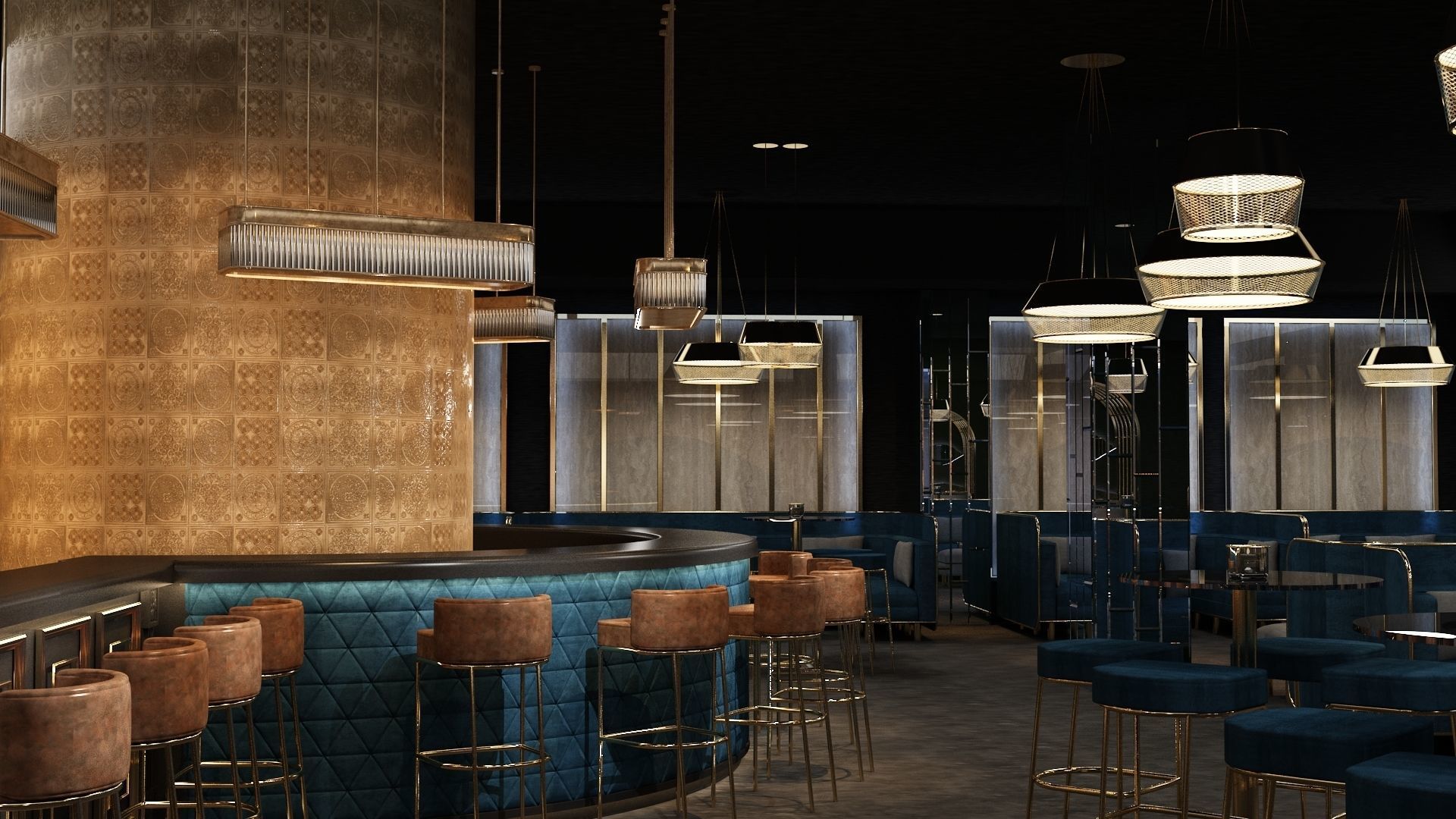 Luxury nightclub bar interior design 3D model_3