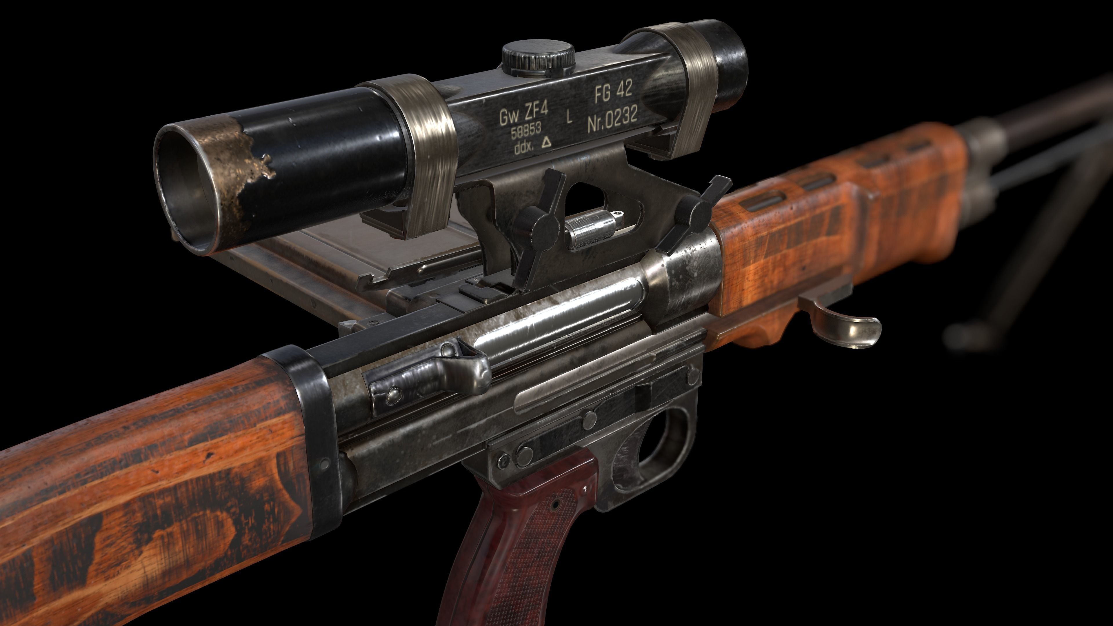 FG 42 Low-poly 3D model_8