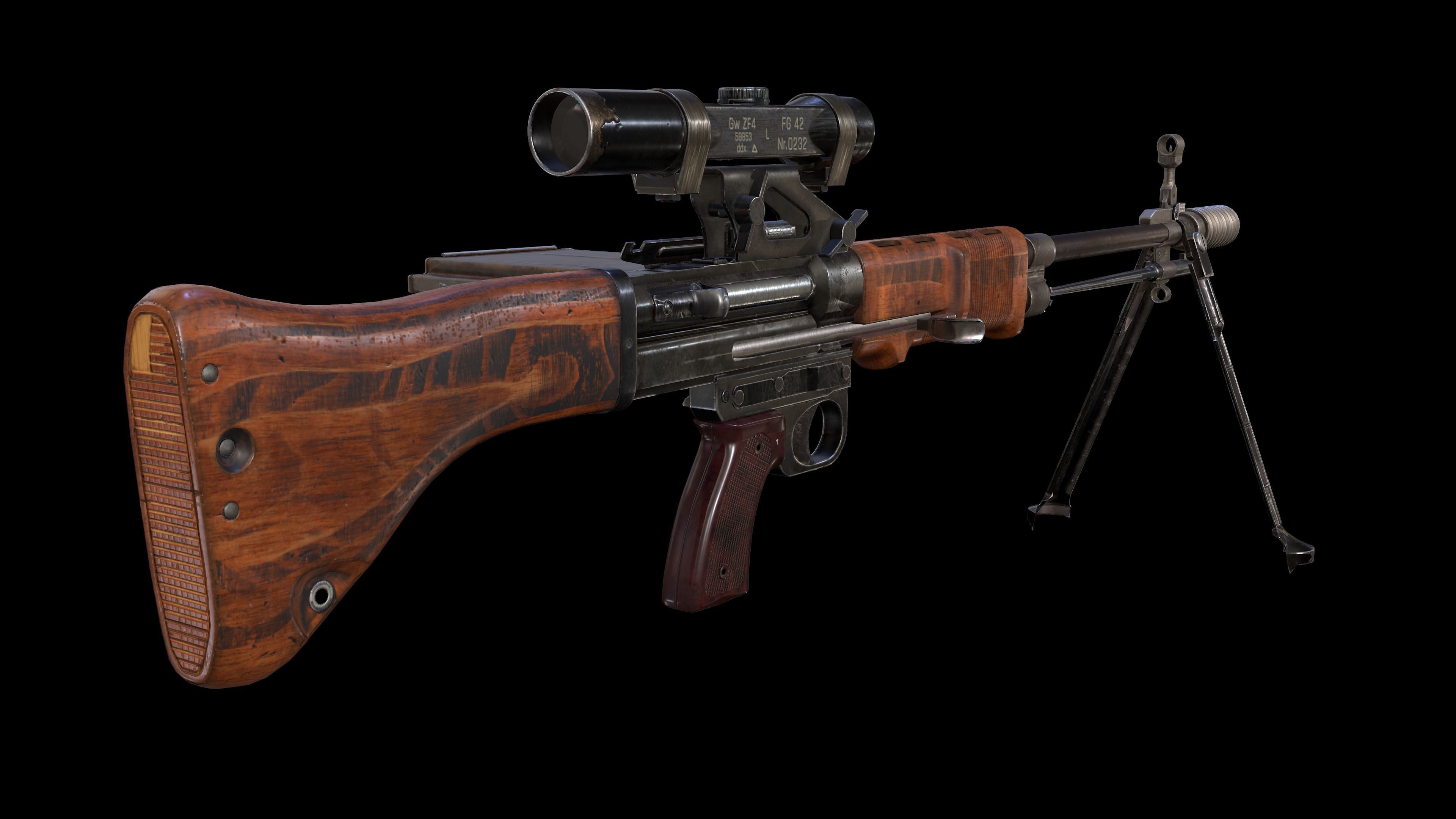 FG 42 Low-poly 3D model_2
