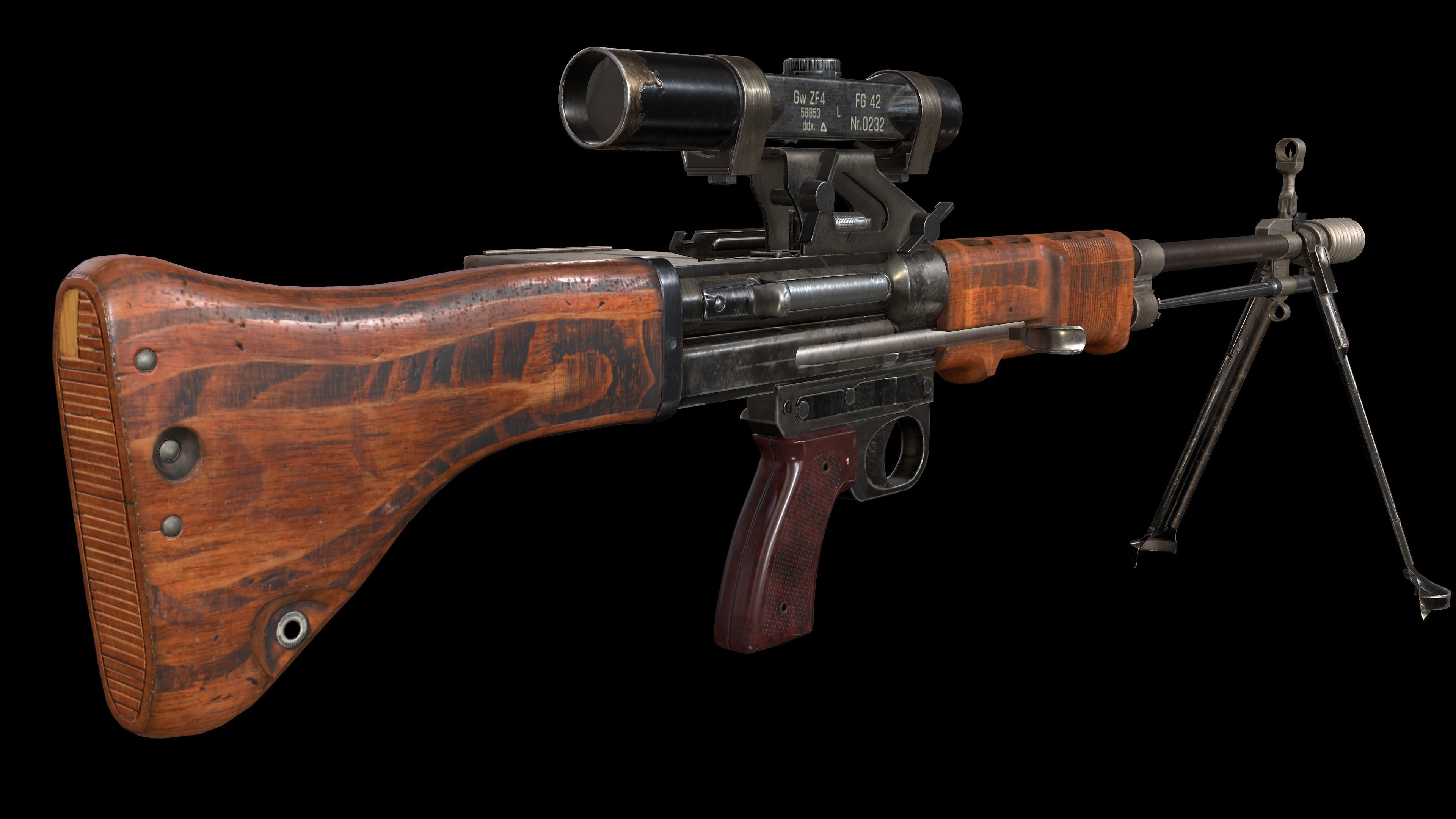 FG 42 Low-poly 3D model_5