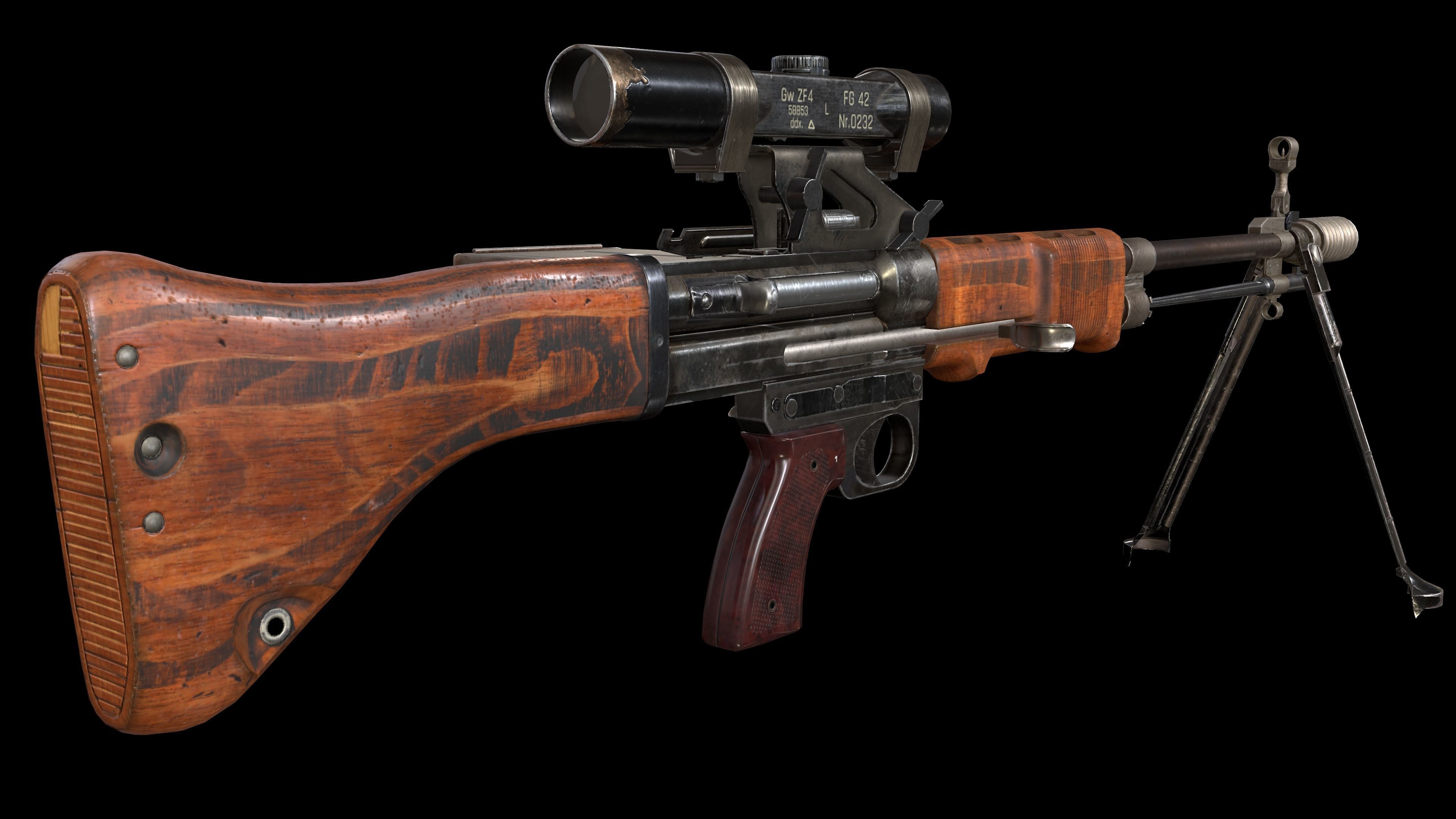 FG 42 Low-poly 3D model_6