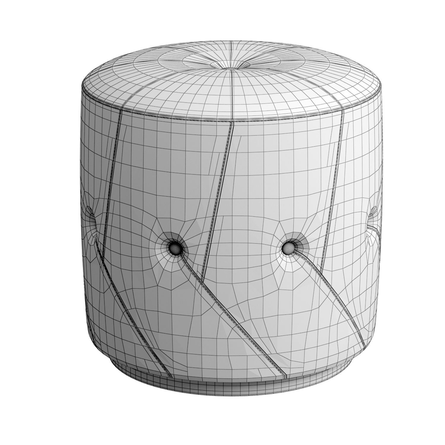 Pouf leather and velvet 3D model_2