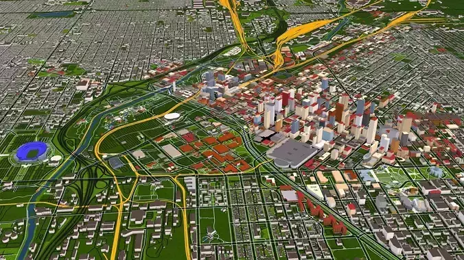 Denver City GIS Aug 2020 Low-poly 3D model
