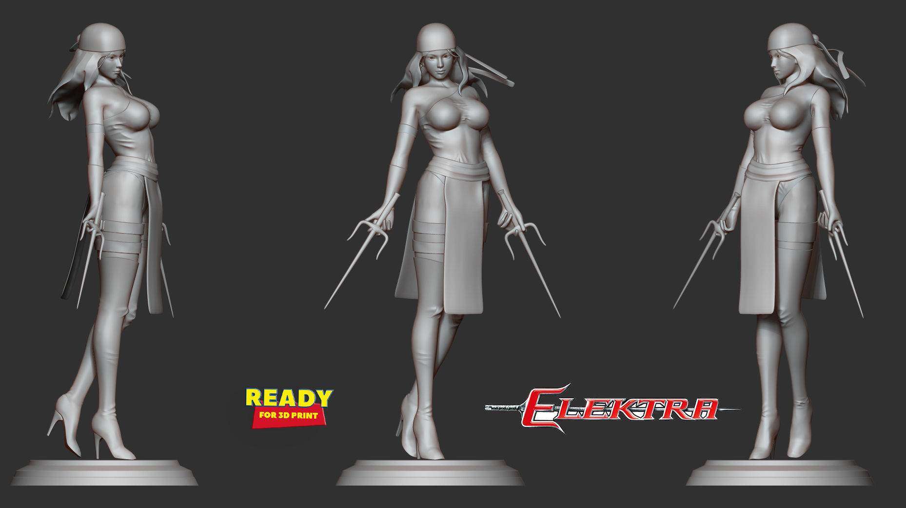 Elektra woman costume 3D print model_3